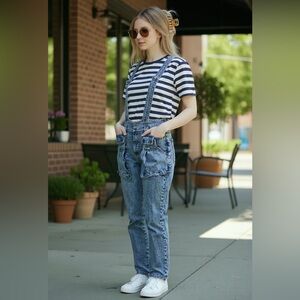 Vintage One Of A Kind Retro Ultra High Waisted Eclectic Mom Jean Denim Overalls